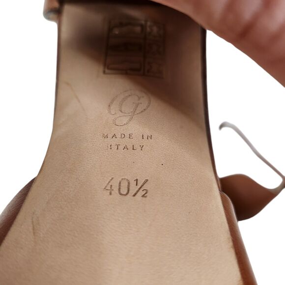 M. GEMI Shoes Womens 40.5 9.5 Brown Tan Heel Sandals Block Heel Ankle Strap Twee - Picture 7 of 8